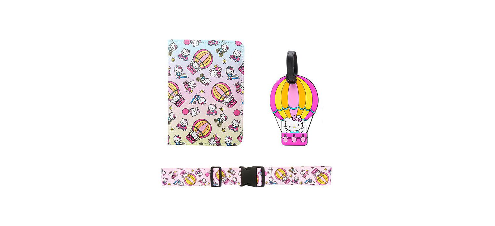 Набор Hello Kitty Sanrio: держатель для паспорта, бирка для багажа, ремешок для багажа