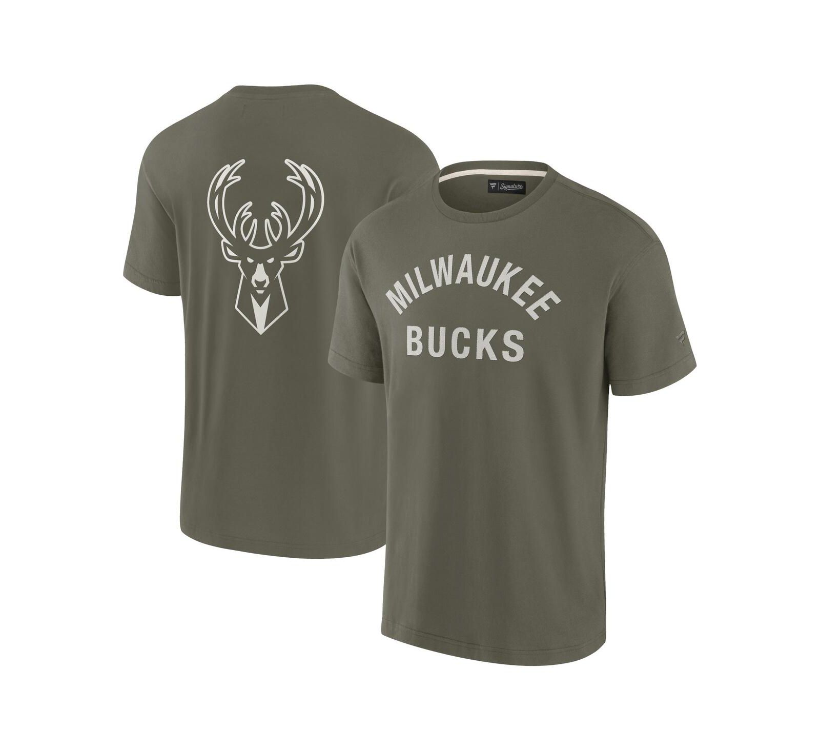 Fanatics Signature Men's and Women's Olive Milwaukee Bucks Elements Super Soft Short Sleeve T-Shirt