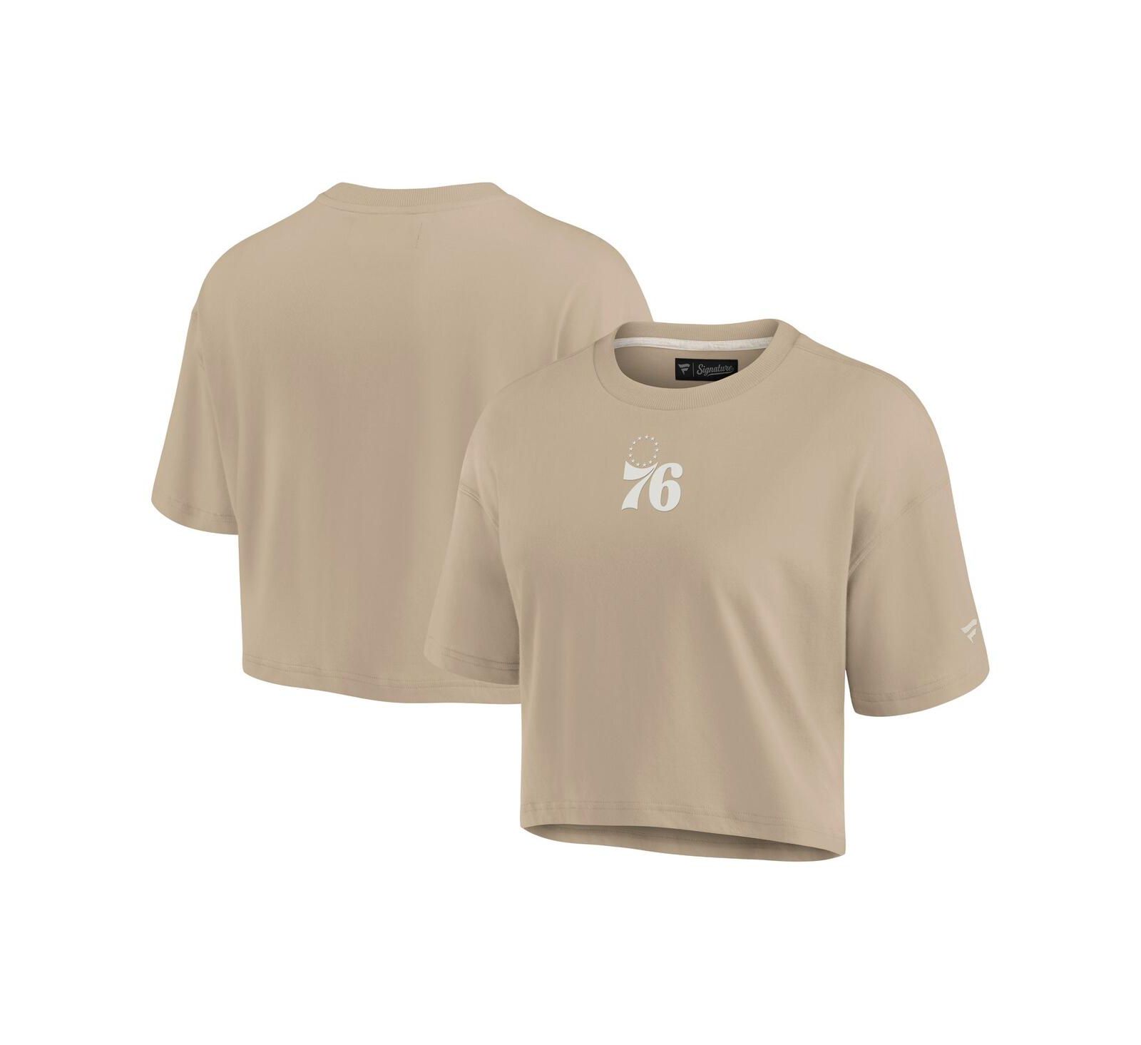 Fanatics Signature Женская укороченная футболка Philadelphia 76ers Elements Khaki
