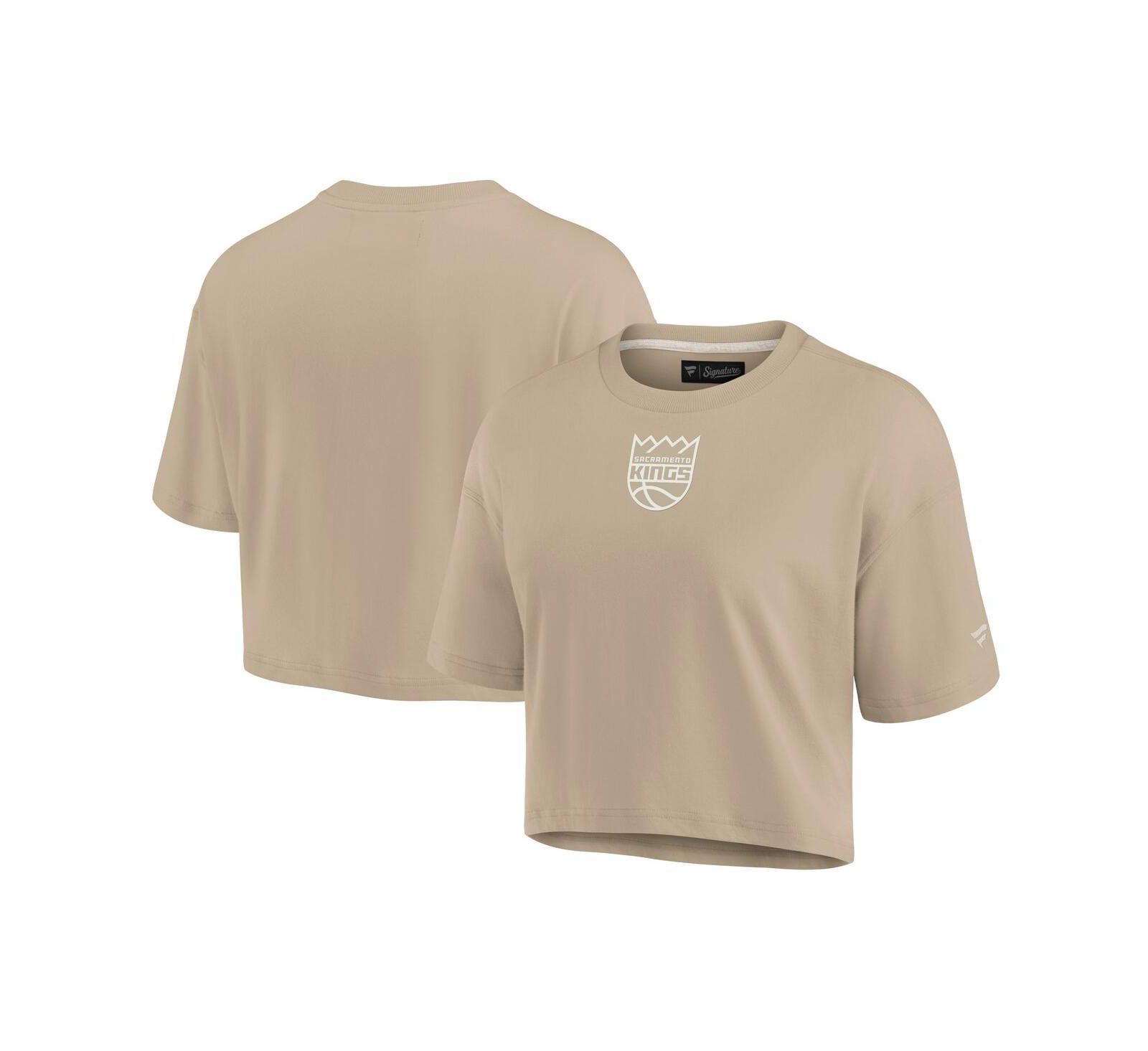 Fanatics Signature женская укороченная футболка Sacramento Kings Elements, цвет хаки, очень мягкая