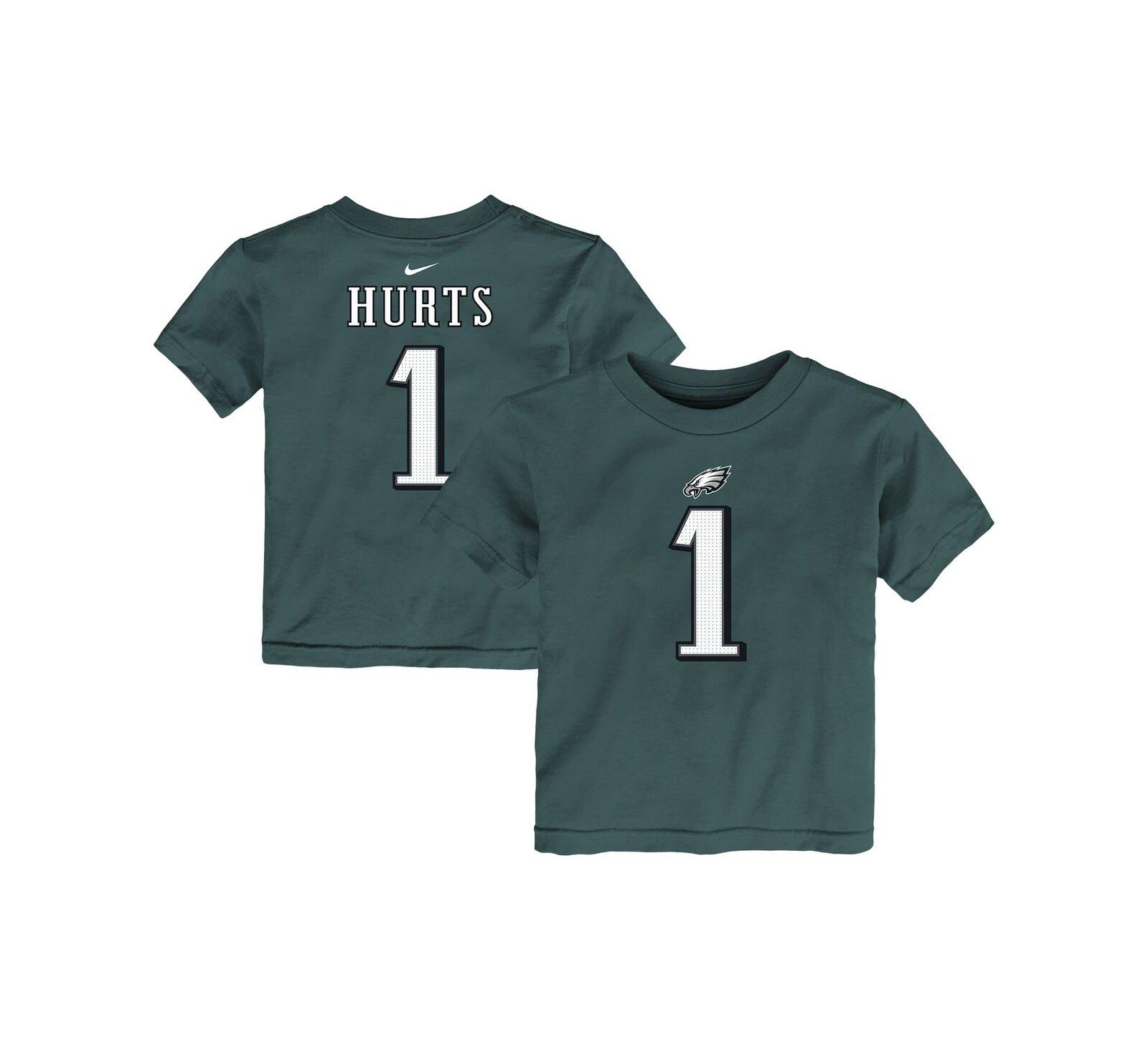 Nike детская футболка Jalen Hurts Midnight Green Philadelphia Eagles с именем и номером игрока