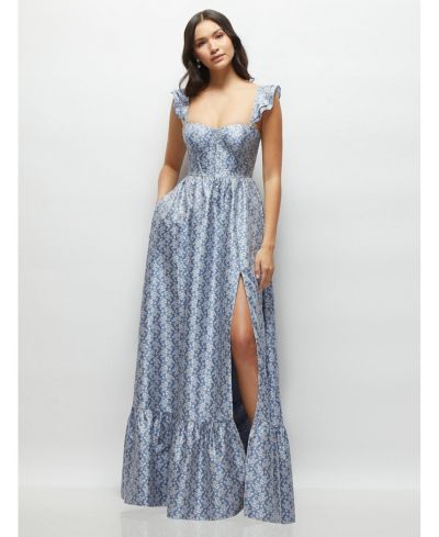 Женское платье Dessy Collection Marguerite Floral Corset Maxi с рюшами