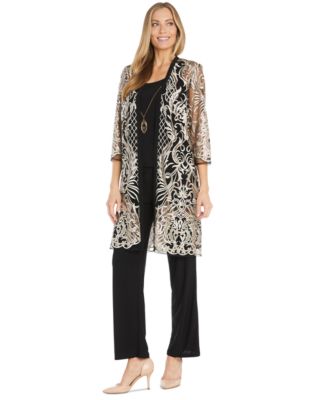 R & M Richards Women's 3-PC. Embellished Jacket, Top & Pants Set