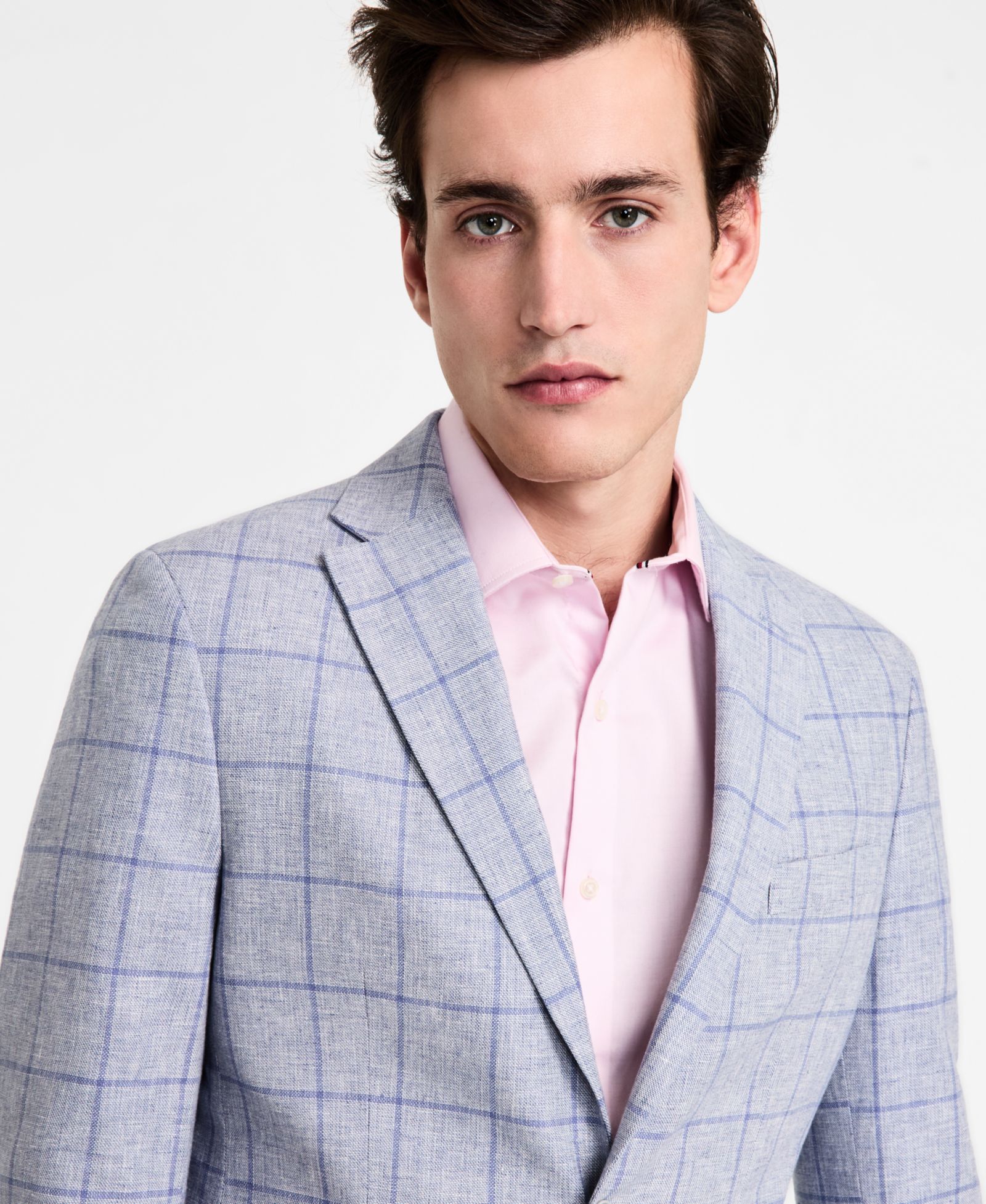 Tommy Hilfiger Men's Modern-Fit Linen-Blend Windowpane Sport Coat