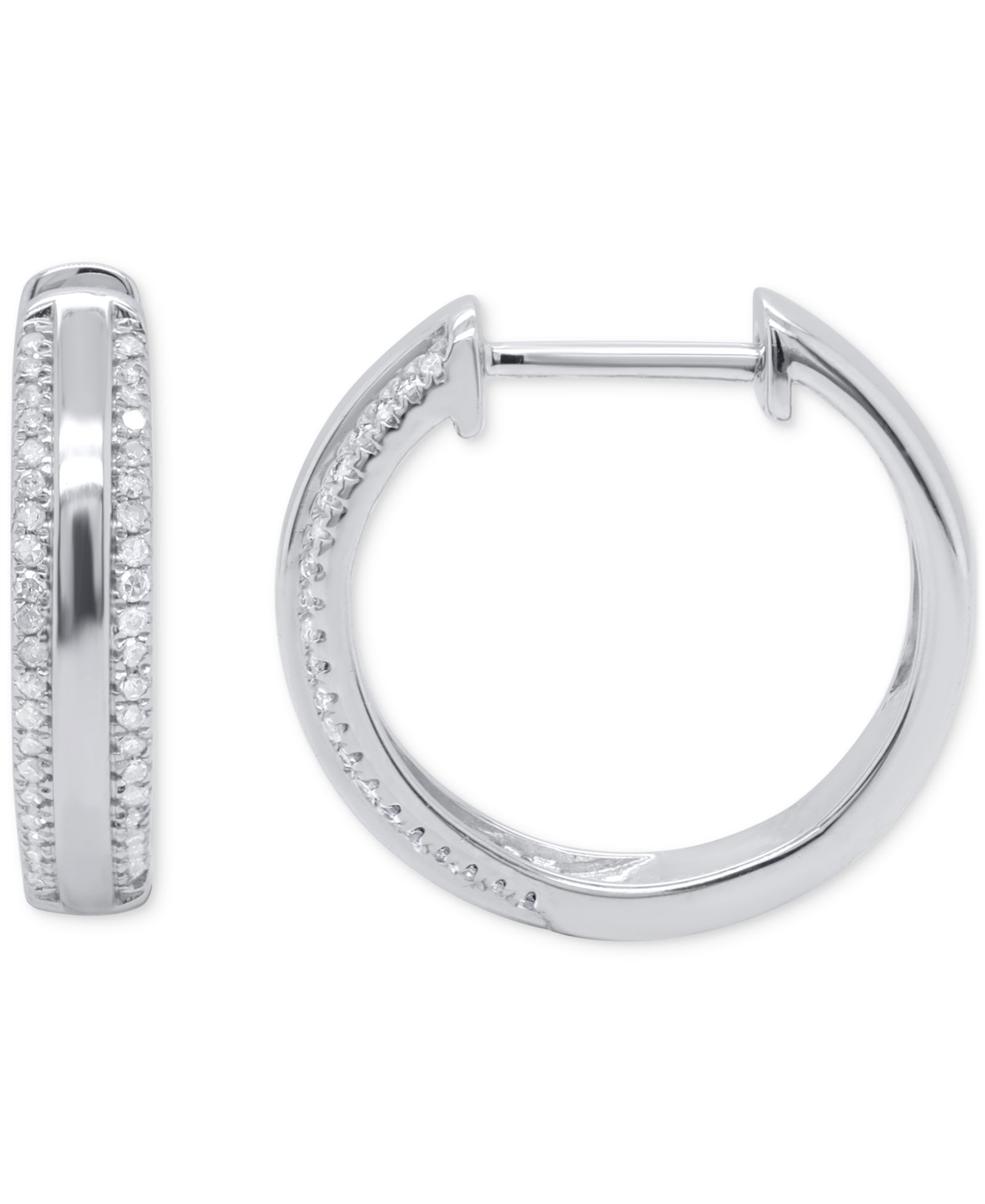 Серьги-кольца с бриллиантами (1/4 ct. t.w.) из стерлингового серебра с покрытием 14k Gold