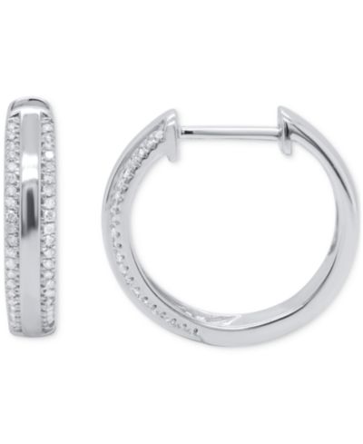Diamond Hoop Earrings (1/4 ct. t.w.) in 14k Gold-Plated Sterling Silver