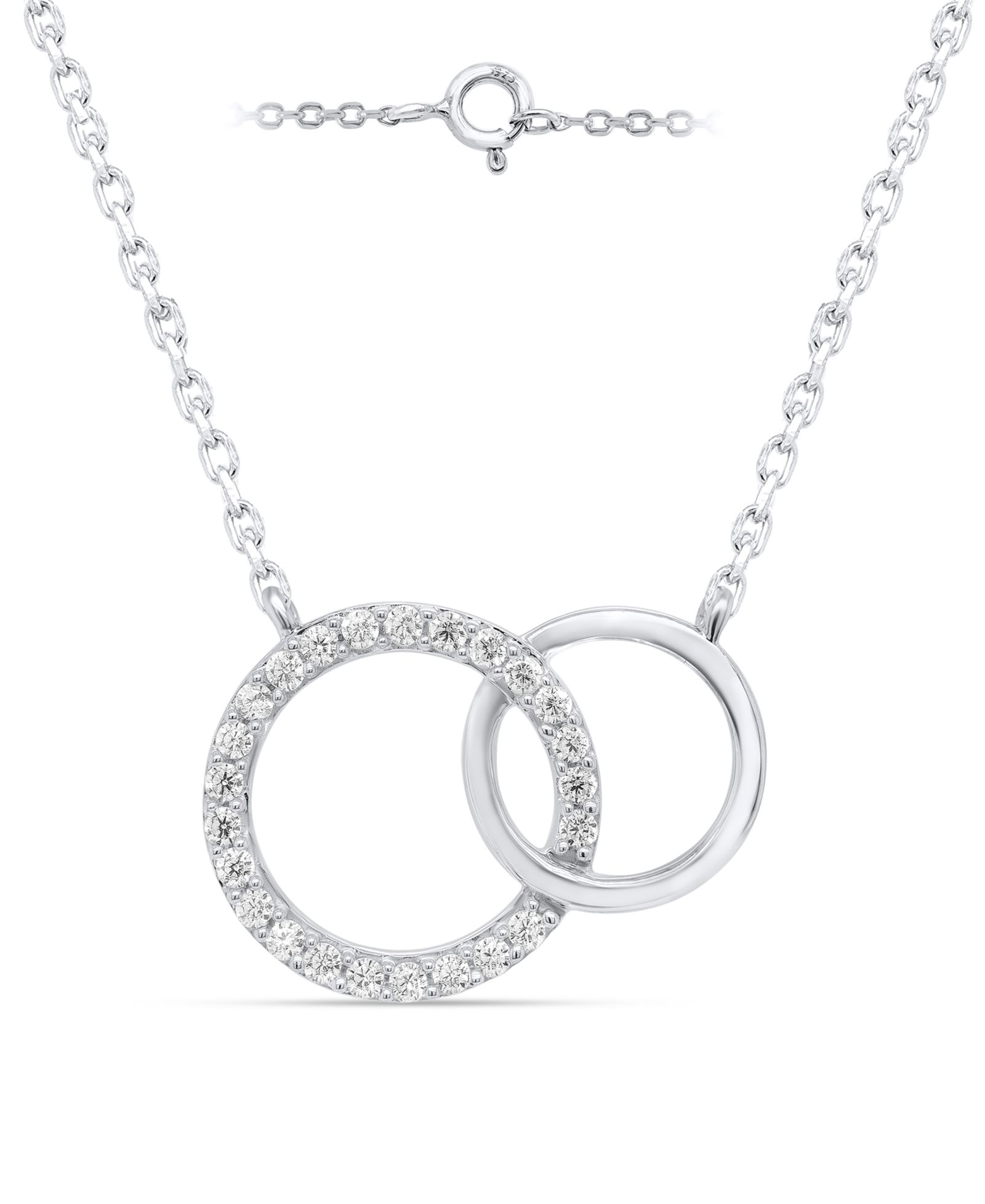 Ожерелье Macy's Diamond Interlocking Rings 18" (1/6 ct. t.w.) из стерлингового серебра