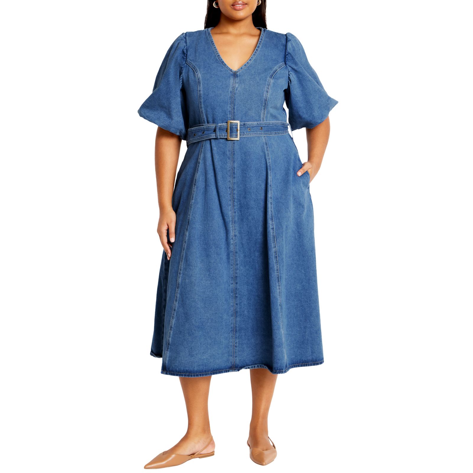 CITY CHIC Платье миди Delilah из денима Plus Size