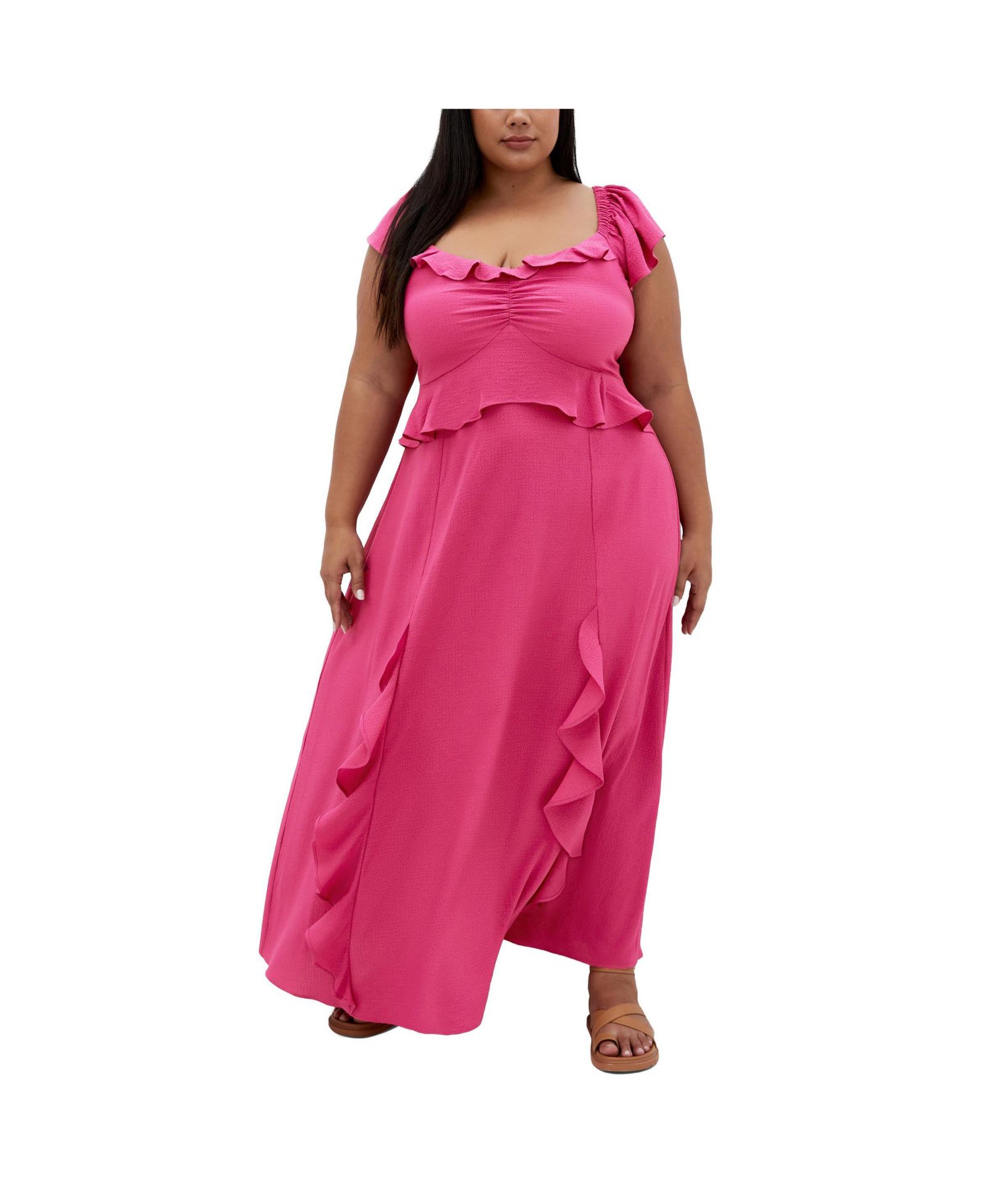 Платье макси Plus Size с воланами CITY CHIC