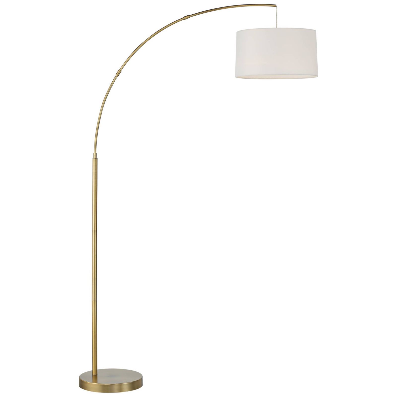 360 Lighting 72" Tall Brass Modern Arc Floor Lamp with USB Charging Port Linen Drum Shade
