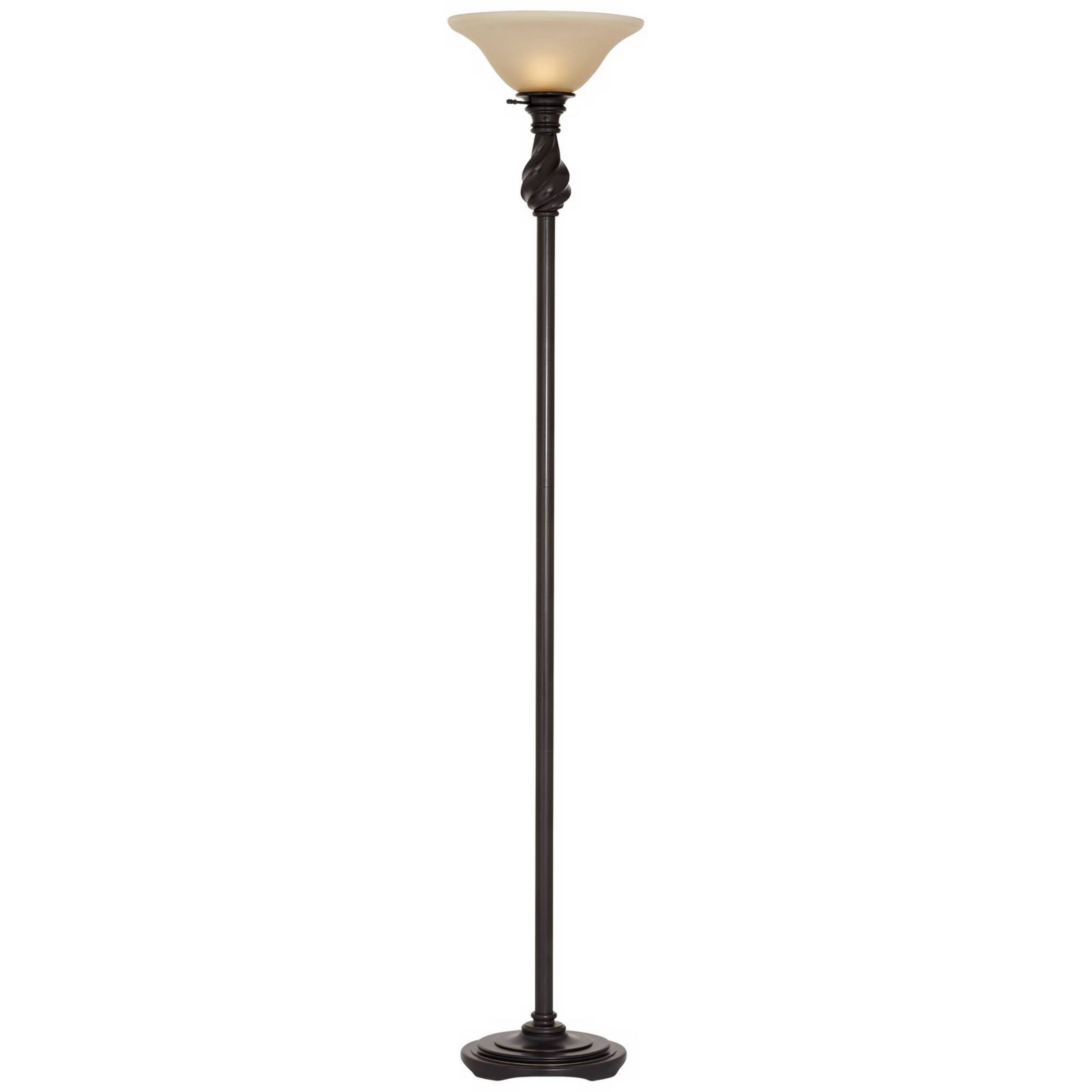 Regency Hill Traditional Torchiere Floor Lamp 70" Tall Hand Applied Black Bronze Swirl Font Amber Glass Shade для гостиной