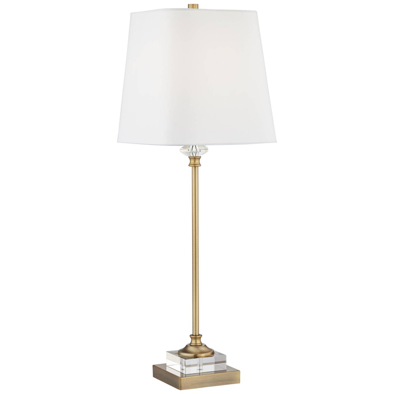 Regency Hill Julia Traditional Buffet Table Lamp 29 1/2" Tall Crystal with Tabletop Dimmer Fabric Tapered Drum Shade for Living Room Dining Home
