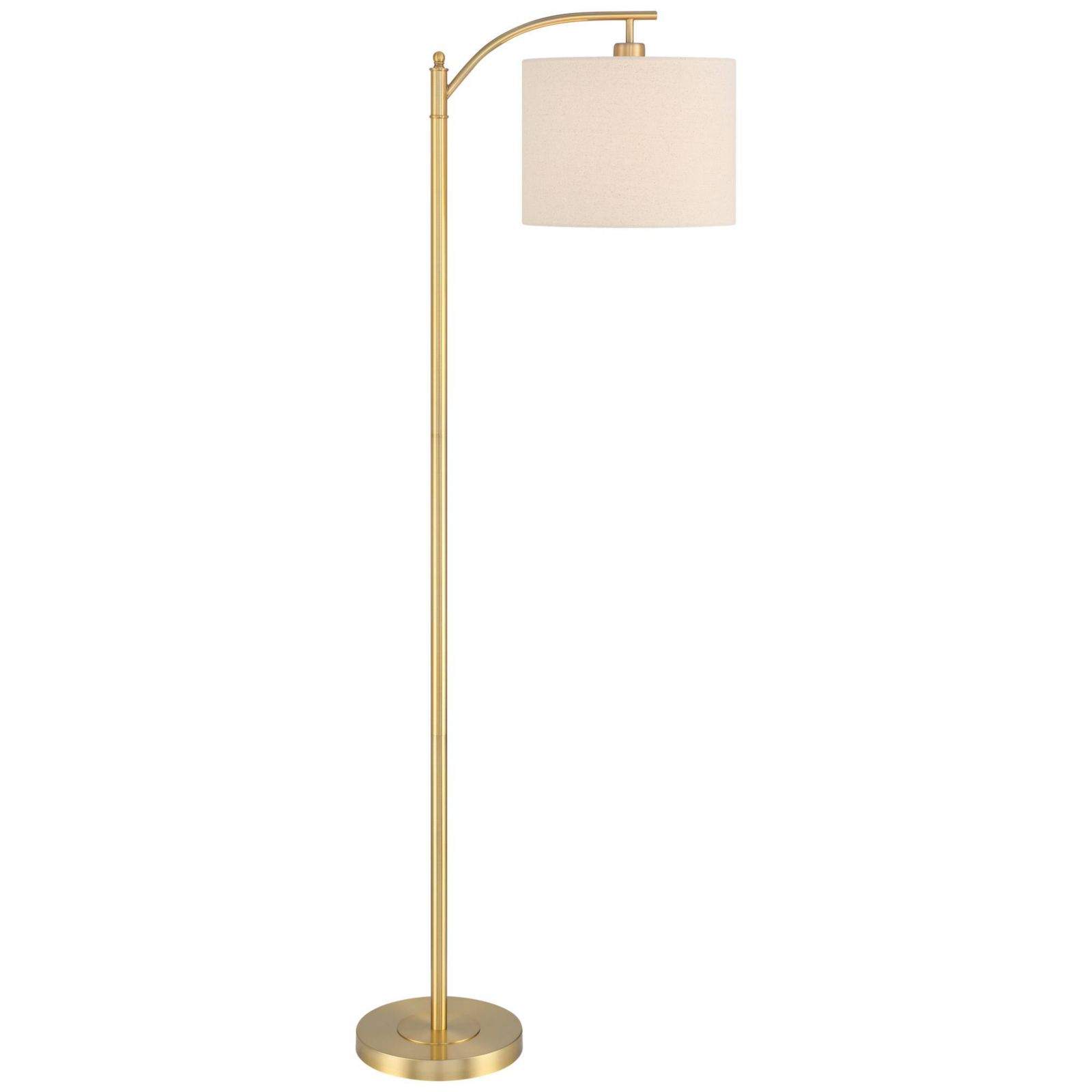 360 Lighting Modern Downbridge Floor Lamp 61 1/2" Tall Warm Gold Metal Off-White Linen Drum Shade for Living Room Reading Bedroom