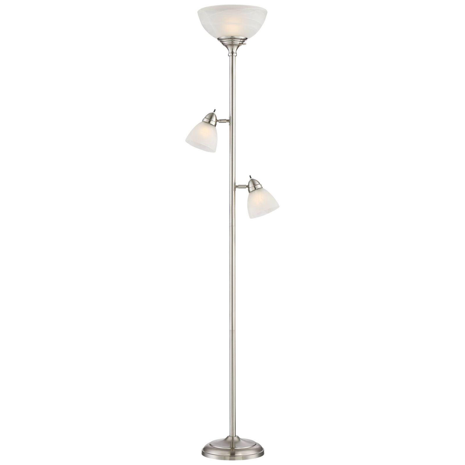 360 Lighting 72" Tall Brushed Nickel Ellery Modern Torchiere Floor Lamp with Side Lights Frosted Glass Shade