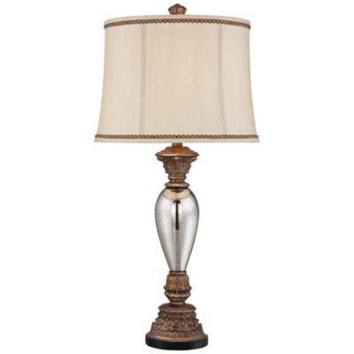 Regency Hill Alsace 32 1/2" Tall Large Traditional End Table Lamp Gold Silver Mercury Glass Single Living Room Bedroom Bedside