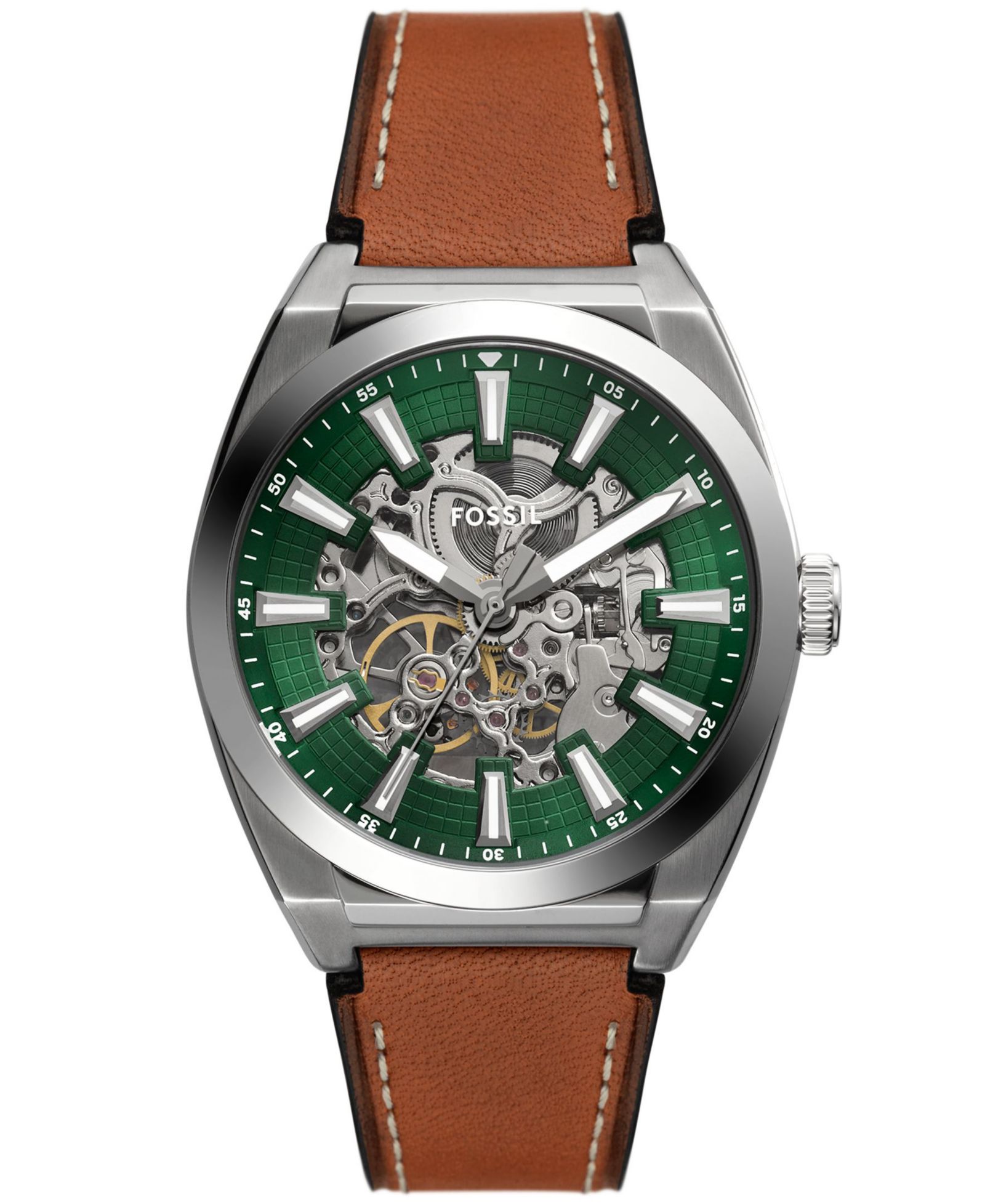 Мужские часы Fossil Everett Automatic Brown Leather 42mm