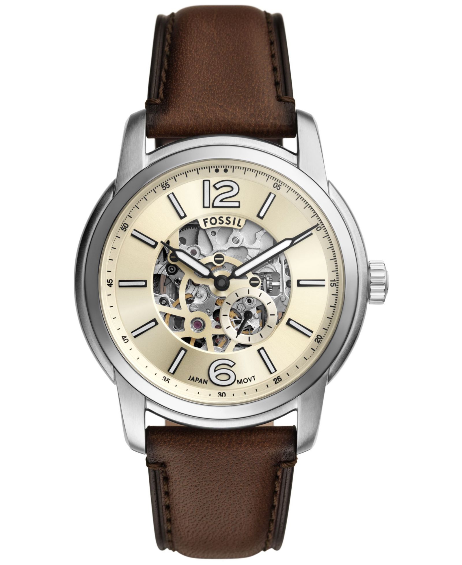 Fossil Men's Heritage Automatic Brown Leather Watch 43mm