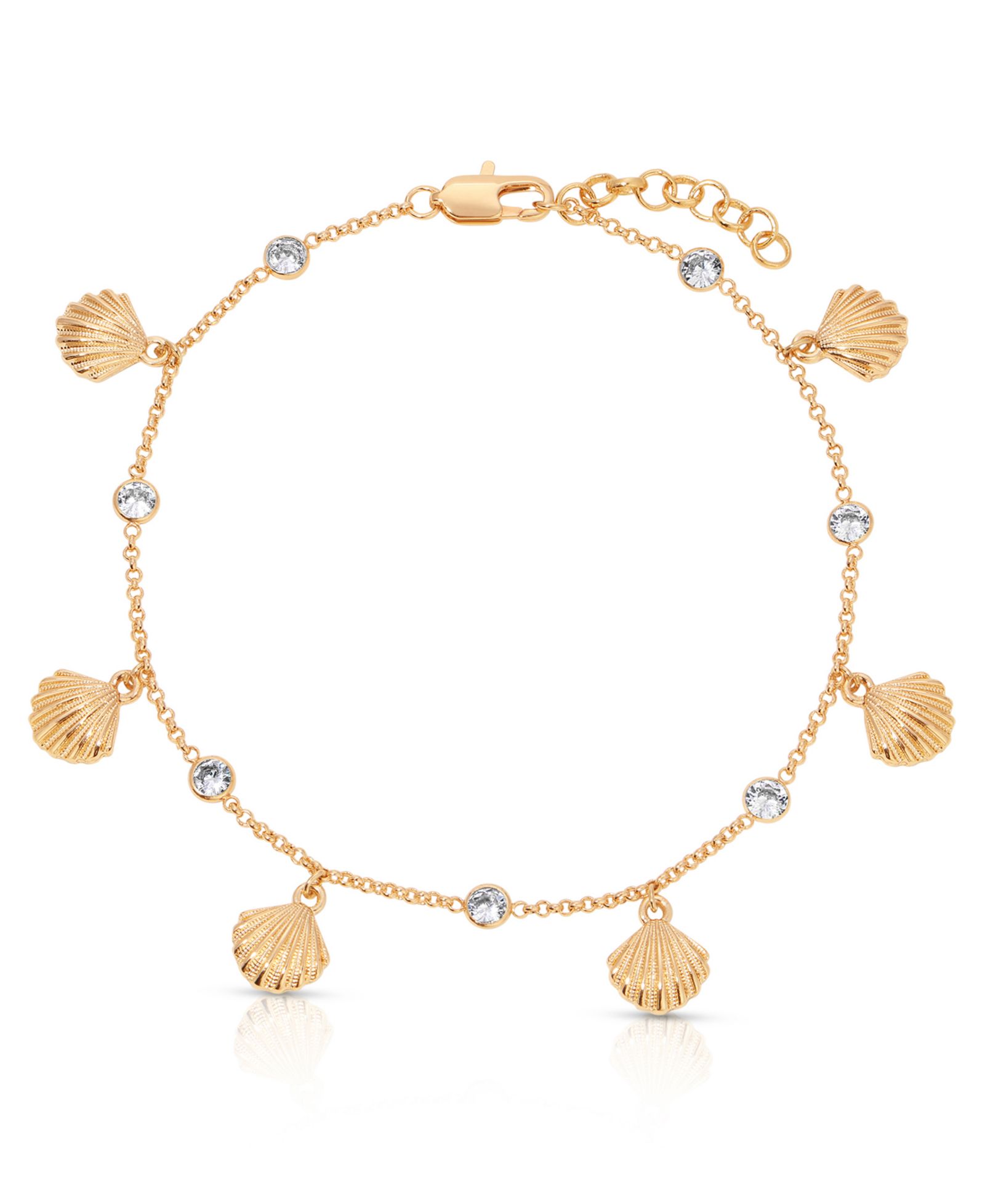 ETTIKA 18k Gold Plated Scallop Shell Charm Anklet
