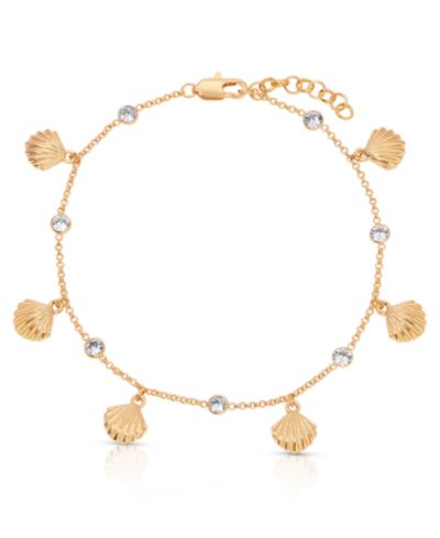 ETTIKA 18k Gold Plated Scallop Shell Charm Anklet