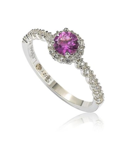 Suzy Levian New York Sapphire Halo Proposal Ring