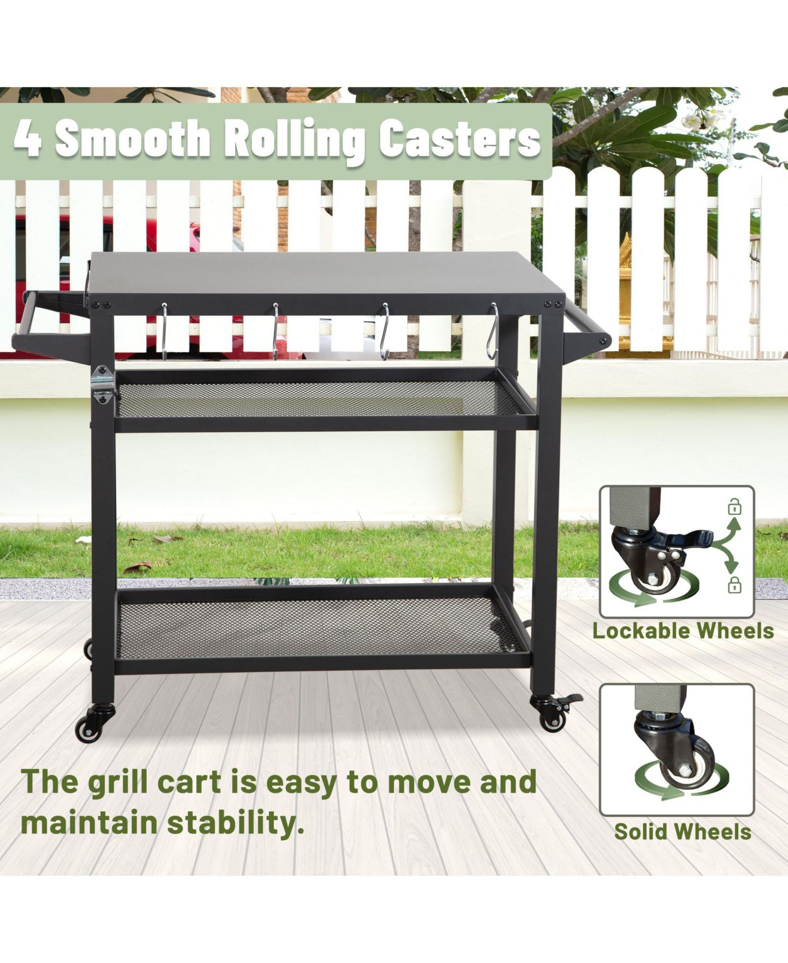 Streamdale Rust-Proof Outdoor Prep Table with Mobility