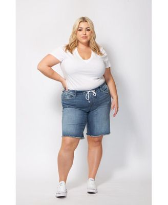 SLINK Jeans Plus Size Denim Mid Rise Bermuda Shorts