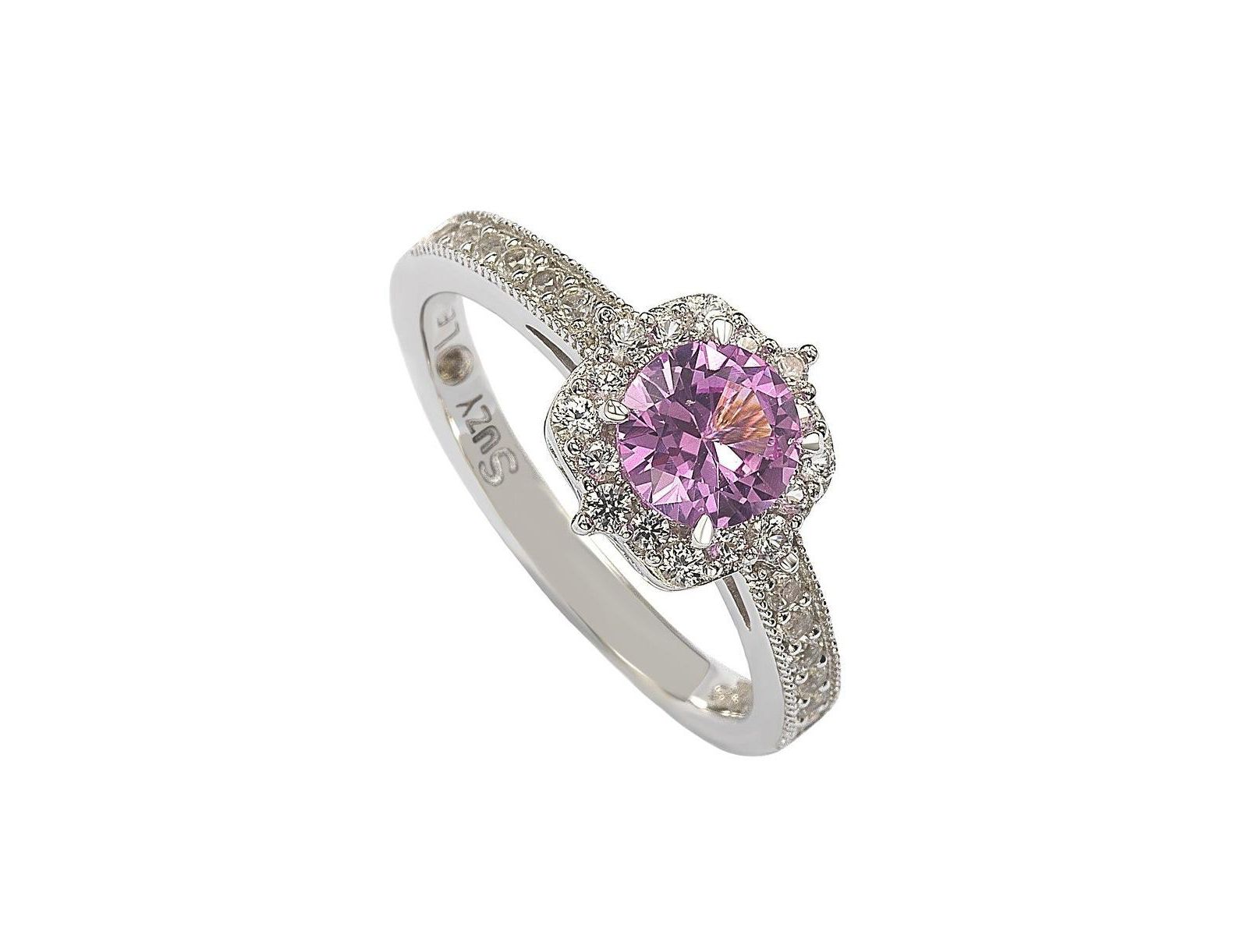 Suzy Levian Sapphire & Created White Sapphire Eccentric Halo Center Stone Ring