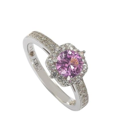 Suzy Levian Sapphire & Created White Sapphire Eccentric Halo Center Stone Ring