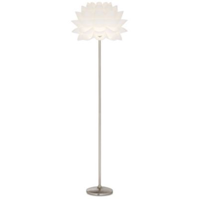 Possini Euro Design Modern Floor Lamp 63" Tall Brushed Steel White Orb Petal Flower Shade Dimmable for Living Room Reading Bedroom Office