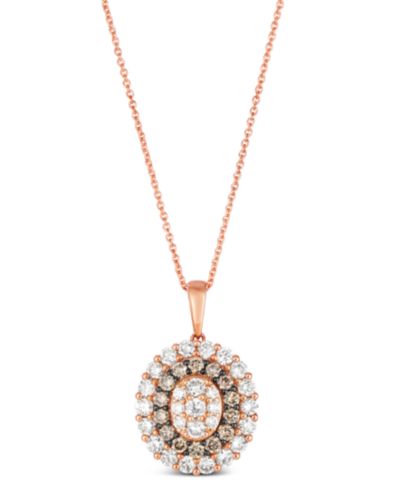 Le Vian Chocolate Diamond & Nude Diamond Oval Halo Pendant Necklace в 14k Rose Gold (1-1/2 ct. t.w.)