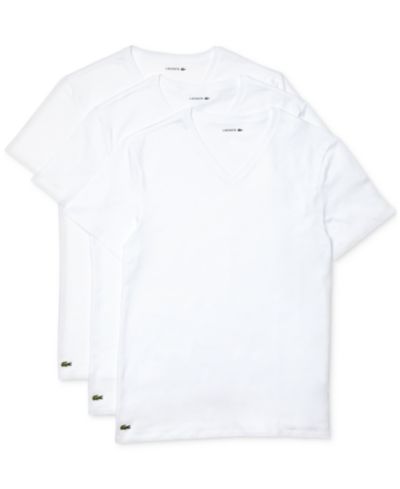 Lacoste Men's Regular-Fit V-Neck Undershirts, 3-Pack