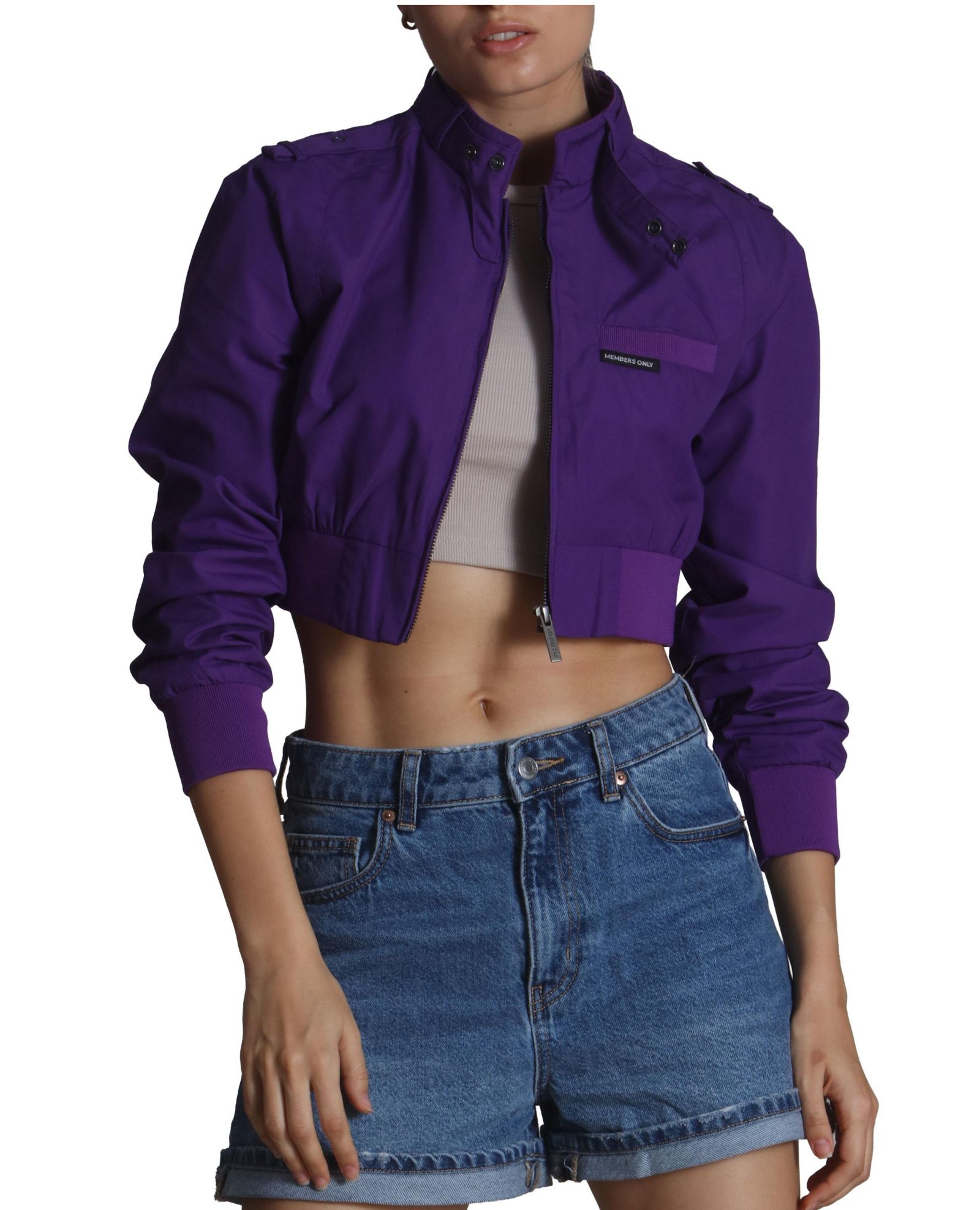 Members Only Women's Mini Cropped Racer Jacket