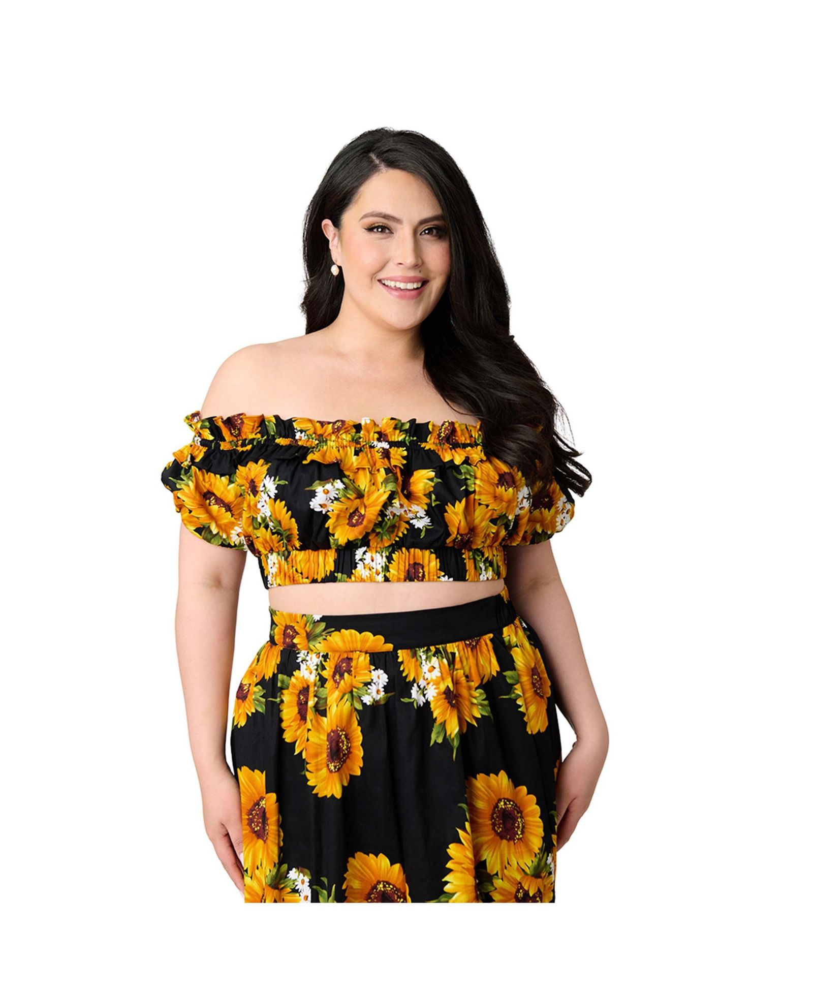 Unique Vintage Plus Size 1970s Ruffle Up Crop Top