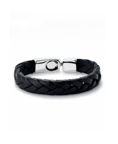 UNOde50 Black Braided Leather Bracelet with Sterling Silver Plated Metal Alloy Clasp