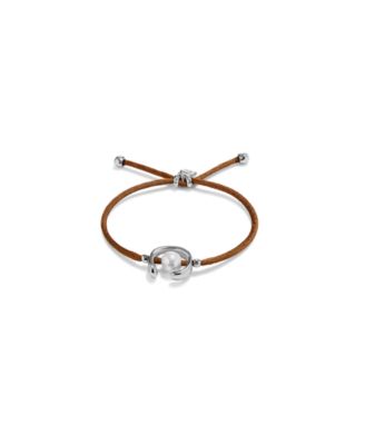 UNOde50 Silver Metal Alloy Brown Silk-Style Thread Bracelet