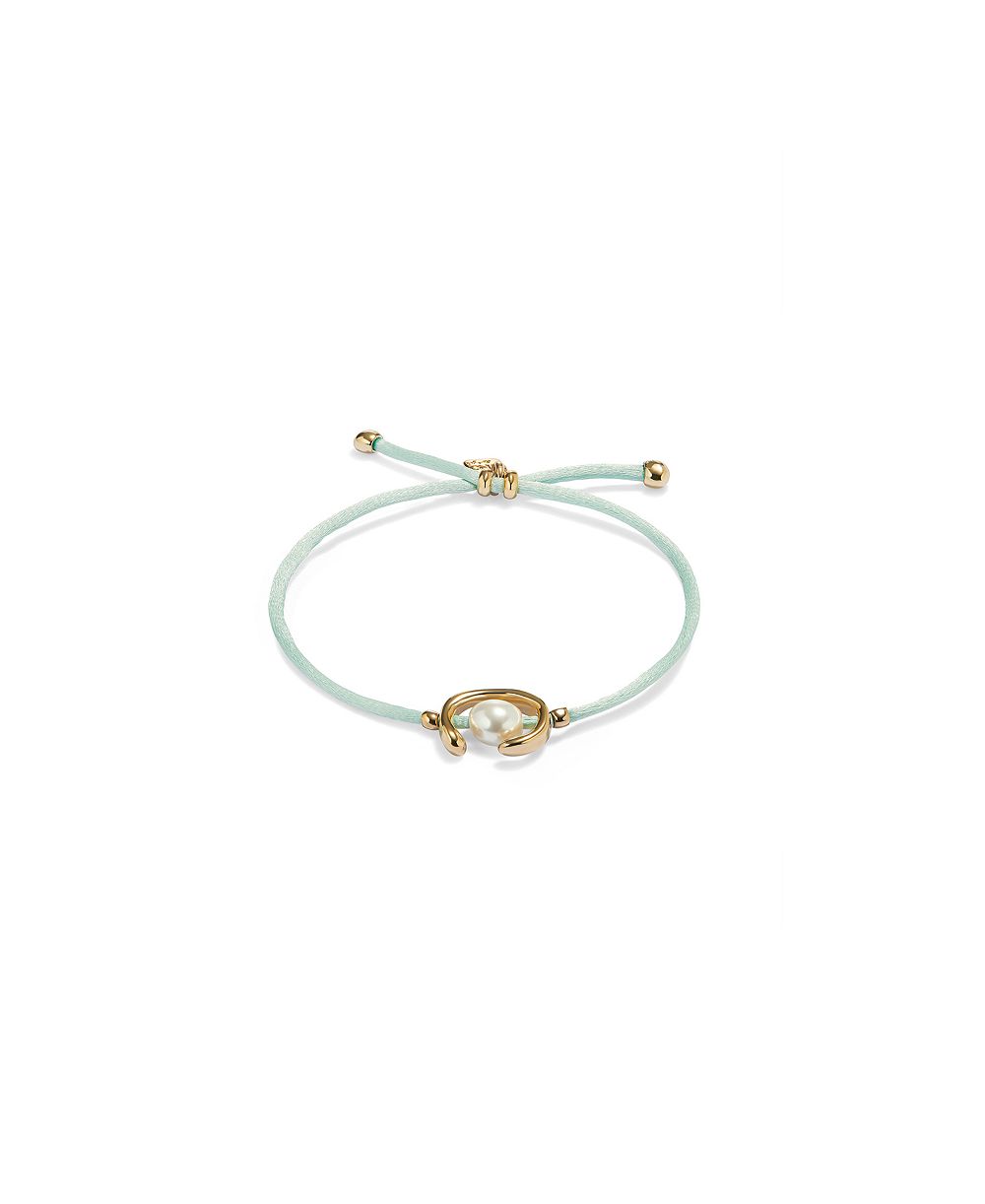 UNOde50 Gold Metal Alloy Blue Silk-Style Thread Bracelet
