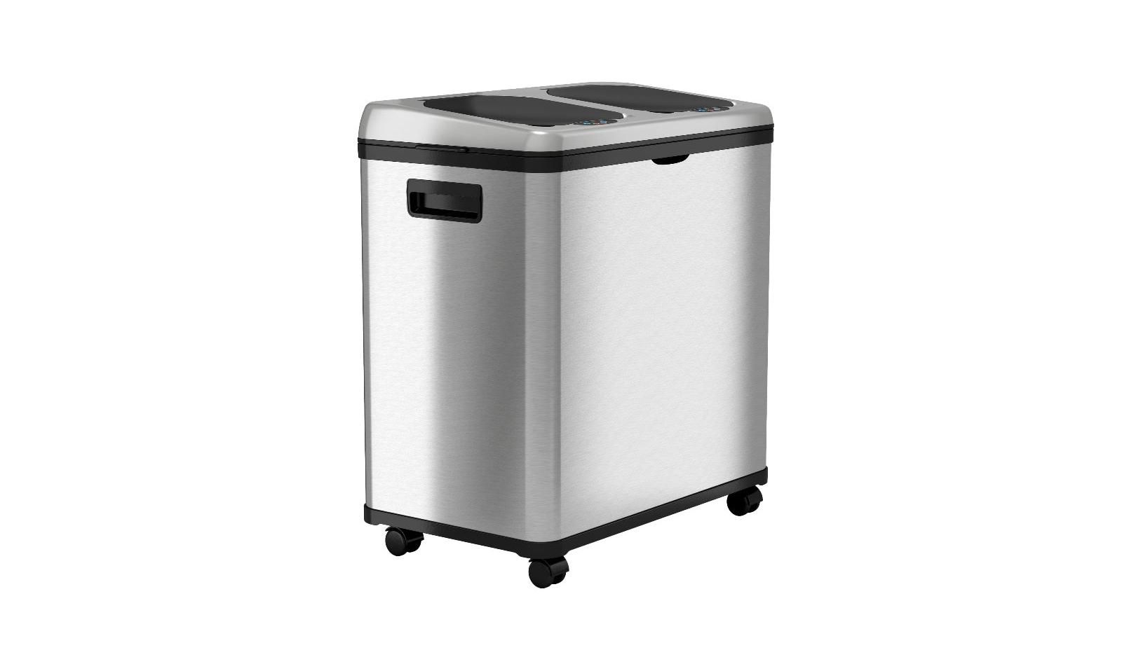 Мусорное ведро iTouchless из нержавеющей стали с сенсором и фильтром AbsorbX 16 Gallon Silver
