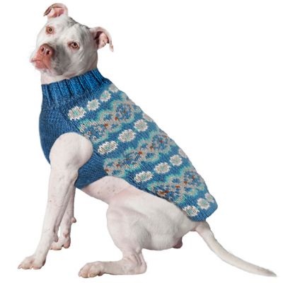 Chilly Dog L Teal Alpaca Fairisle Dog Sweater