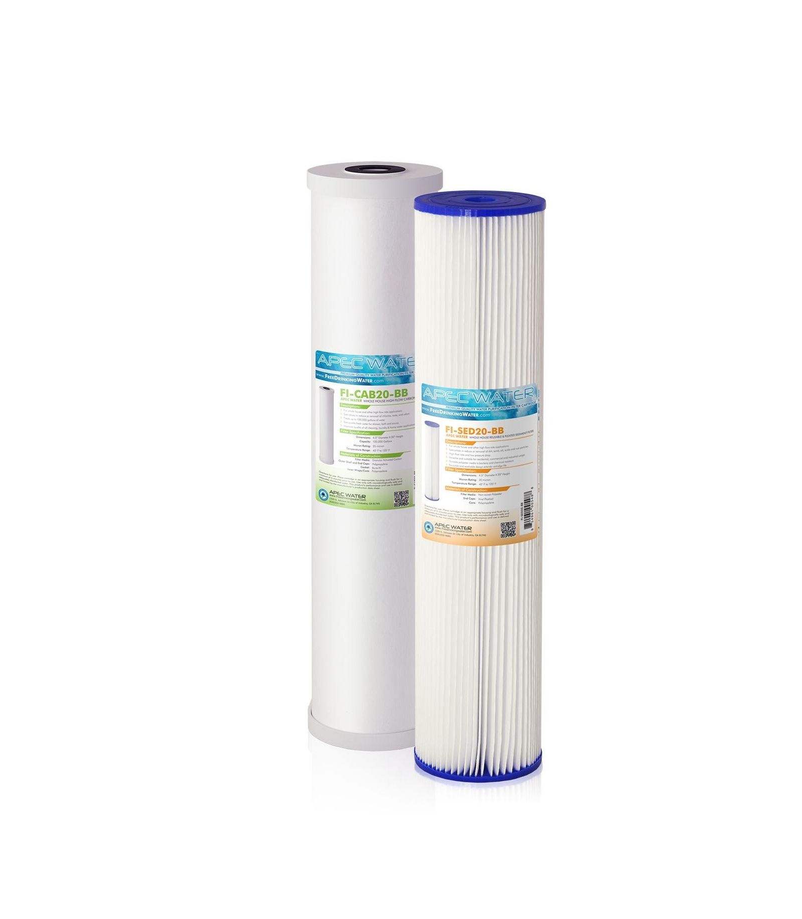 APEC Water Systems 20" Whole House Sediment Carbon Replacement filter set for CB2-SED-CAB20-BB