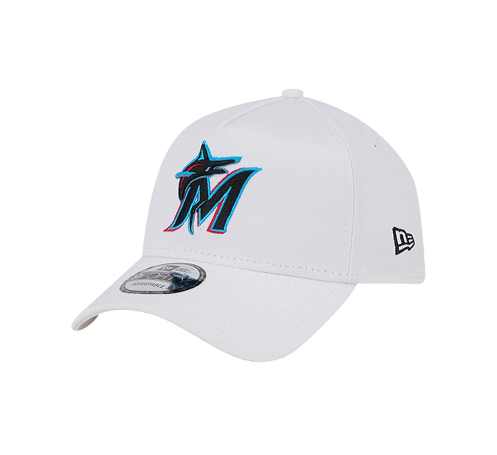 New Era Men's White Miami Marlins TC A-Frame 9FORTY Adjustable Hat