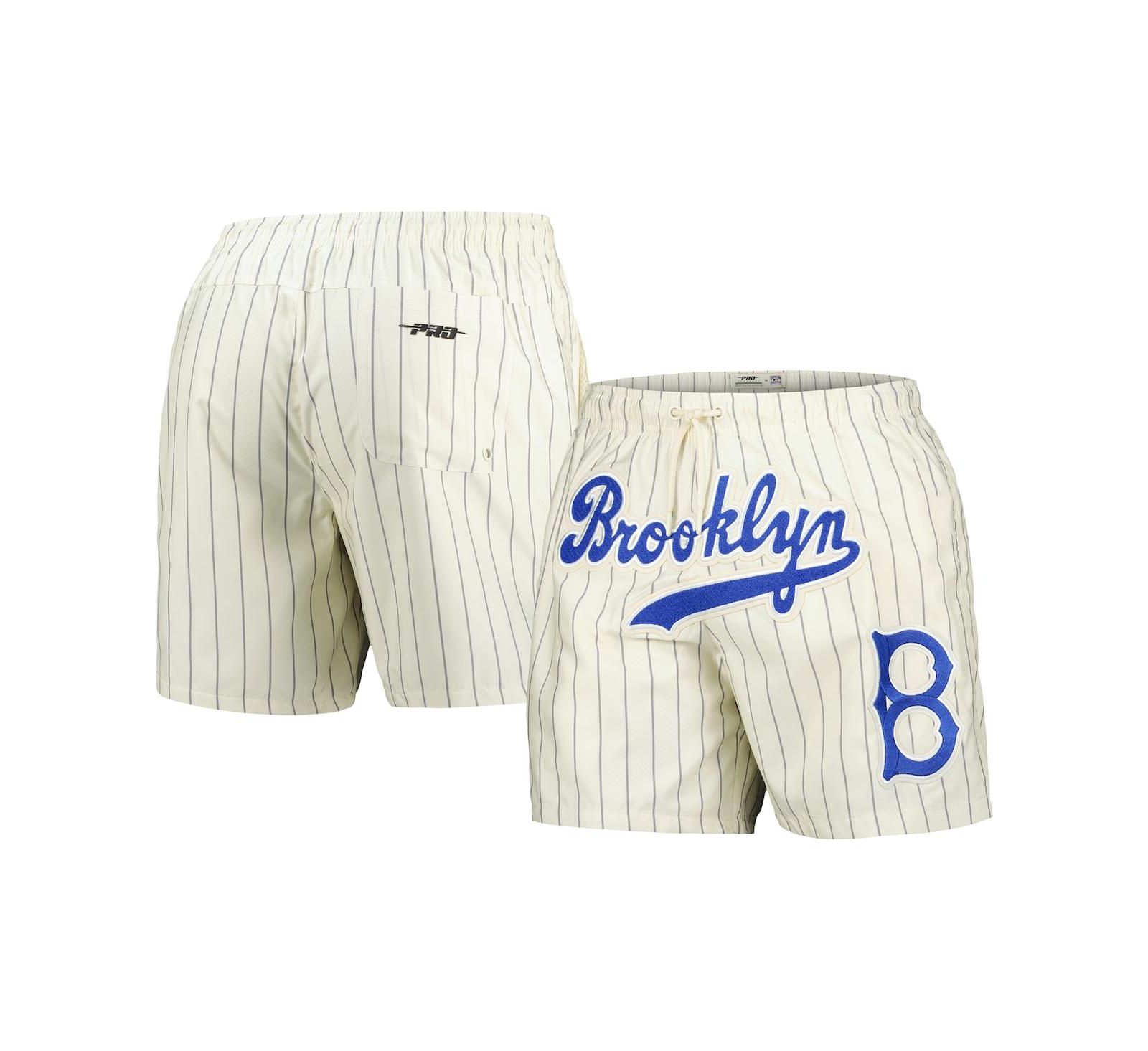 Pro Standard Men's Cream Brooklyn Dodgers Cooperstown Collection Pinstripe Retro Classic Woven Shorts