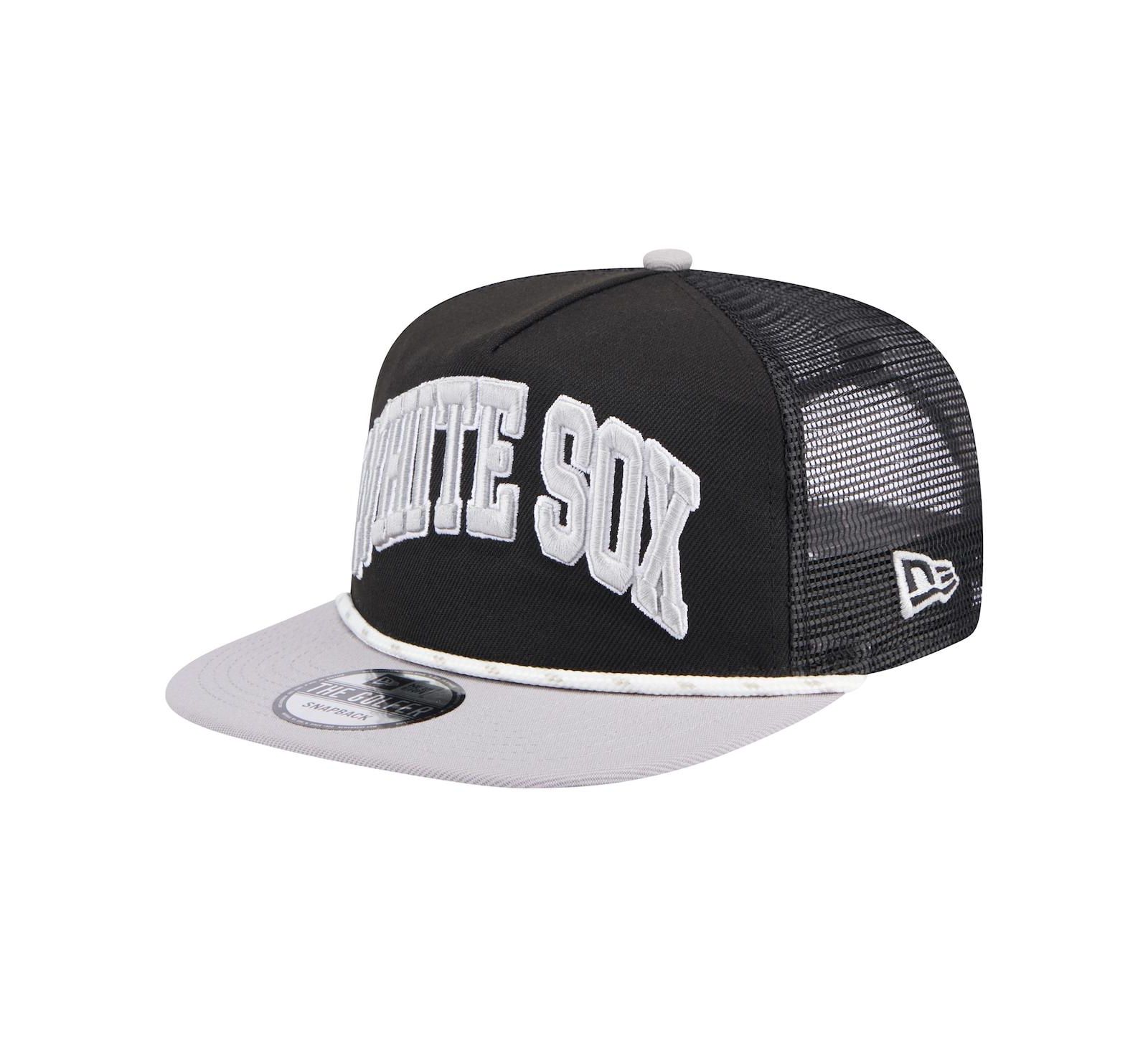 New Era Men's Black Chicago White Sox Throwback Meshback Golfer Hat