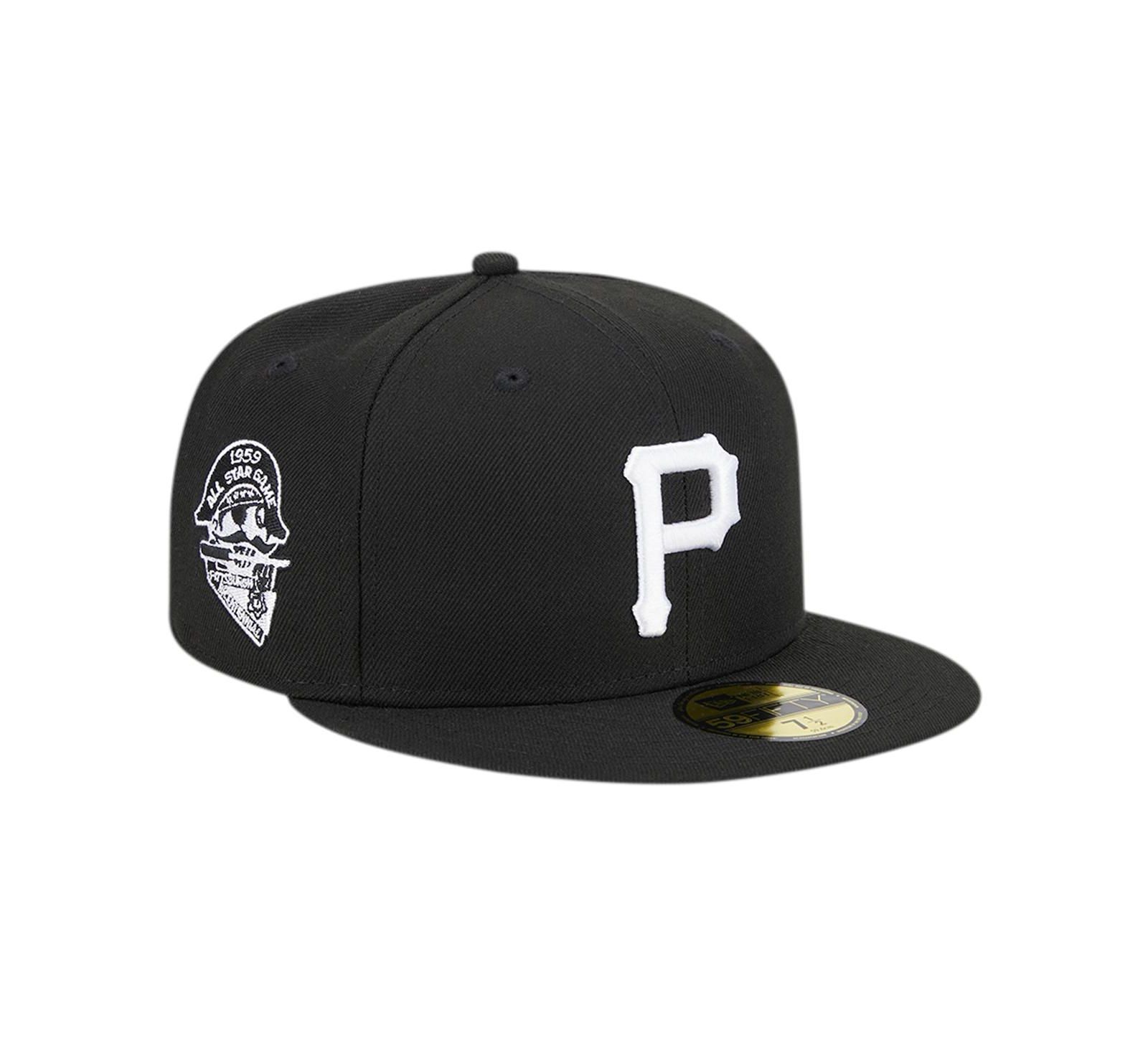 New Era Men's Black Pittsburgh Pirates Logo 59FIFTY Fitted Hat