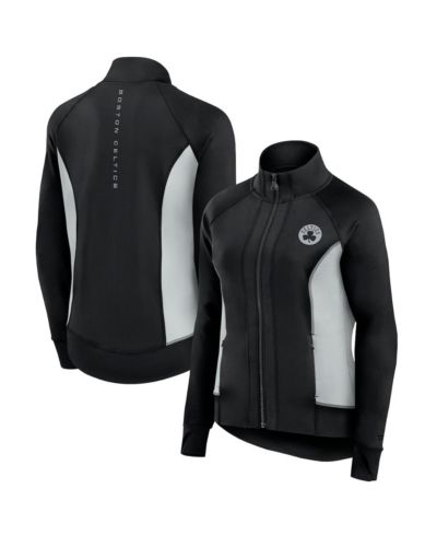 Fanatics Women's Black Boston Celtics Studio Fitted Full-Zip Gym Track Jacket