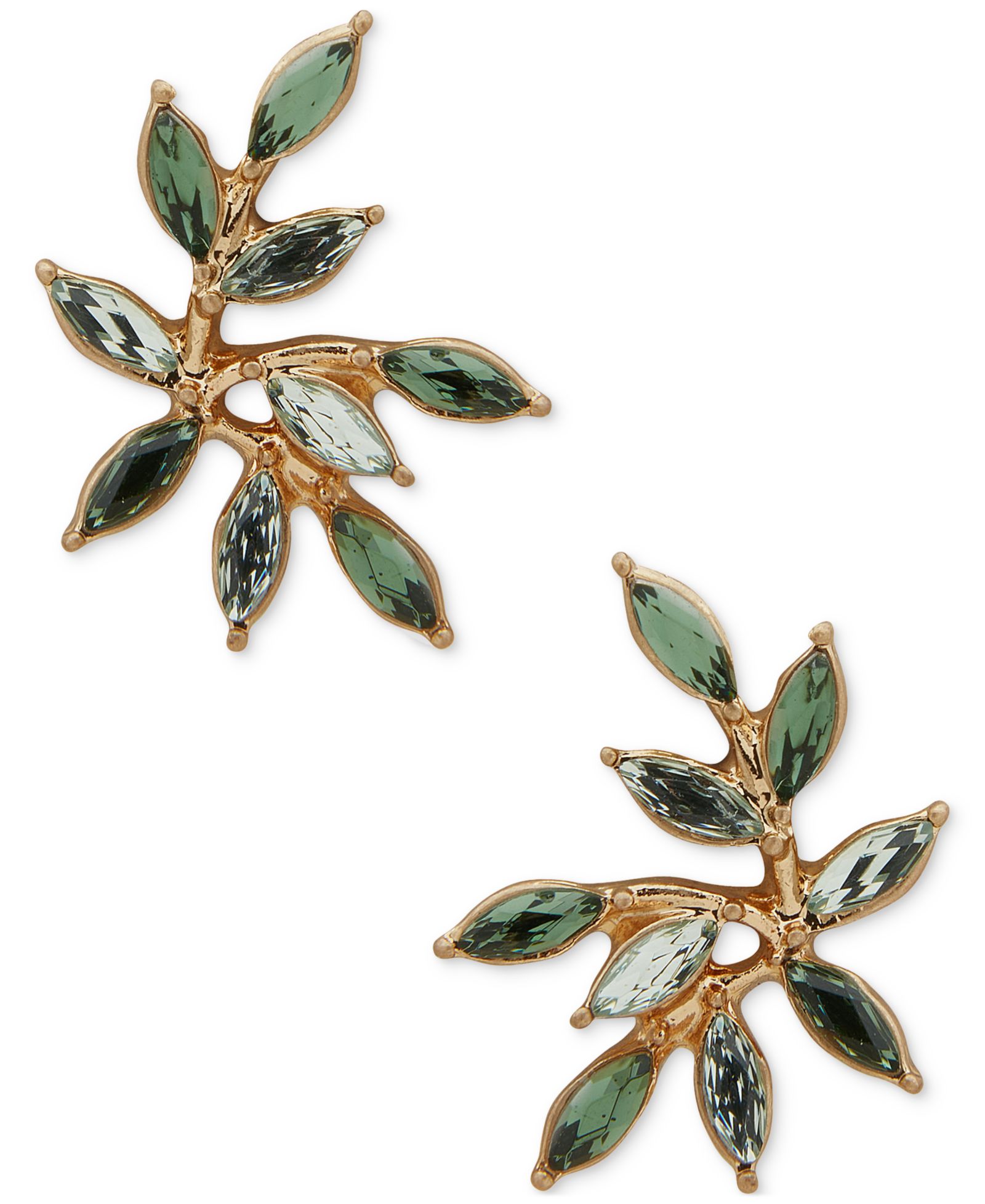 lonna & lilly Gold-Tone Green Stone Leaf Stud Earrings