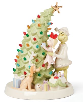 Lenox Grinch Decorates the Christmas Tree LED Figurine