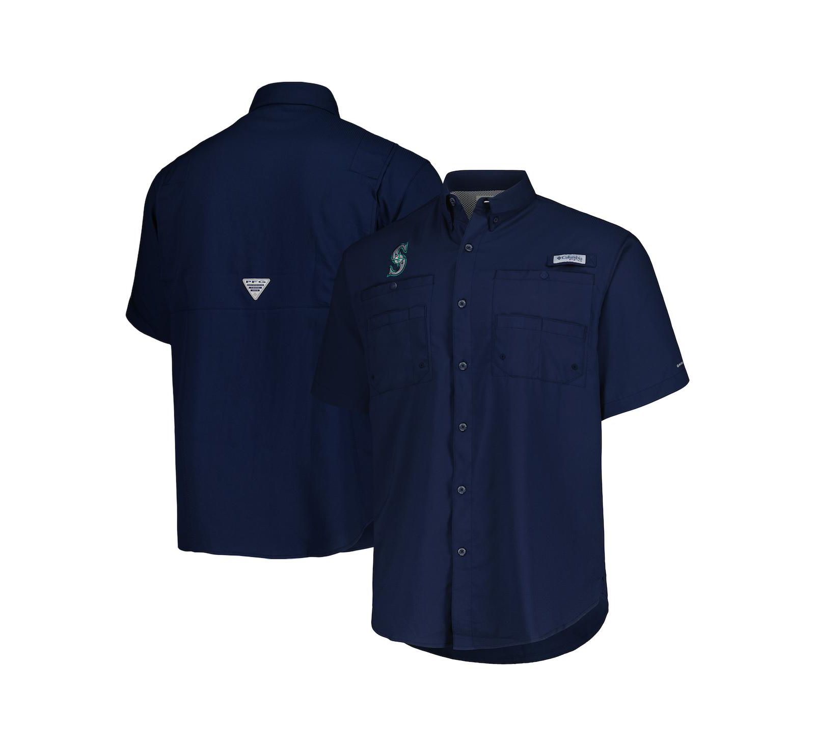 Мужская рубашка Columbia Navy Seattle Mariners Tamiami Omni-Shade Button-Down