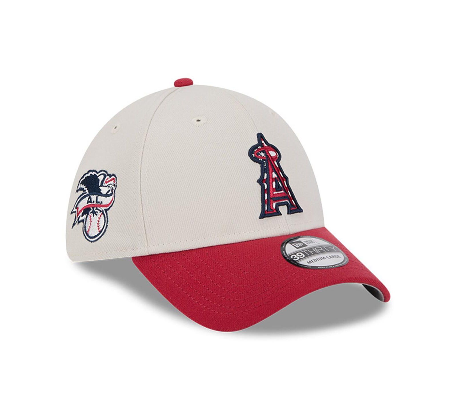 Кепка New Era Men's Red Los Angeles Angels 2024 Fourth of July 39THIRTY Flex