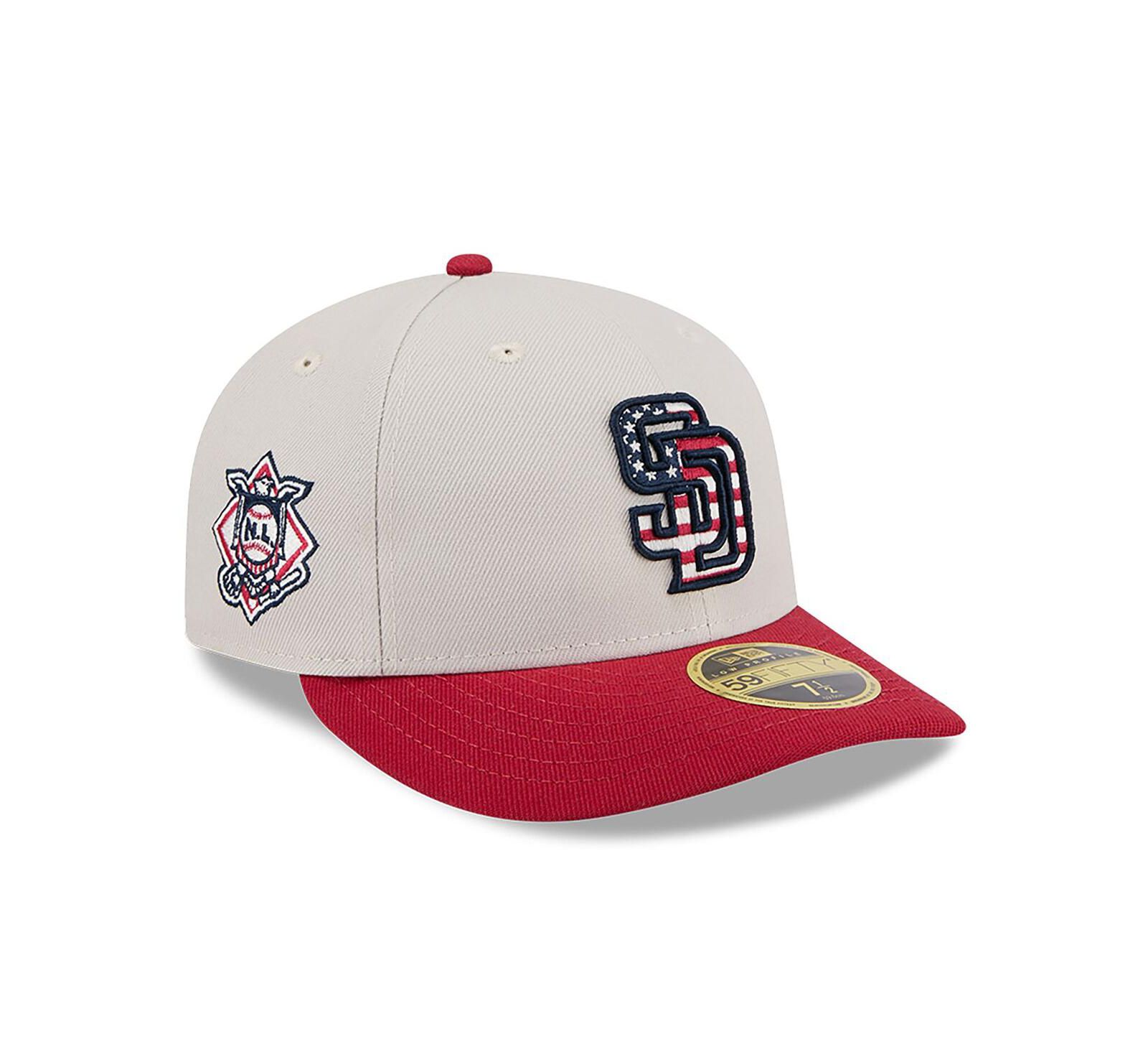 New Era Мужская Red San Diego Padres 2024 Fourth of July Low Profile 59FIFTY Fitted Hat