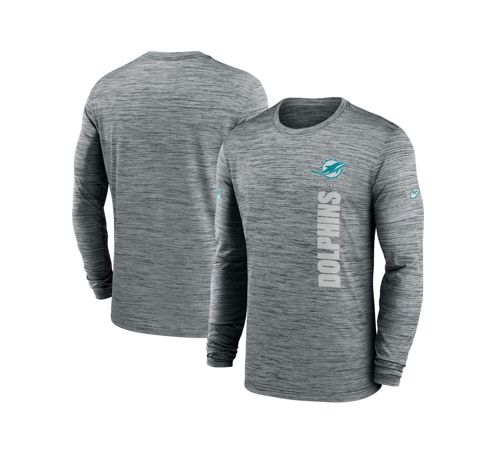 Nike Men's Gray Miami Dolphins 2024 Sideline Velocity Performance Long Sleeve T-Shirt